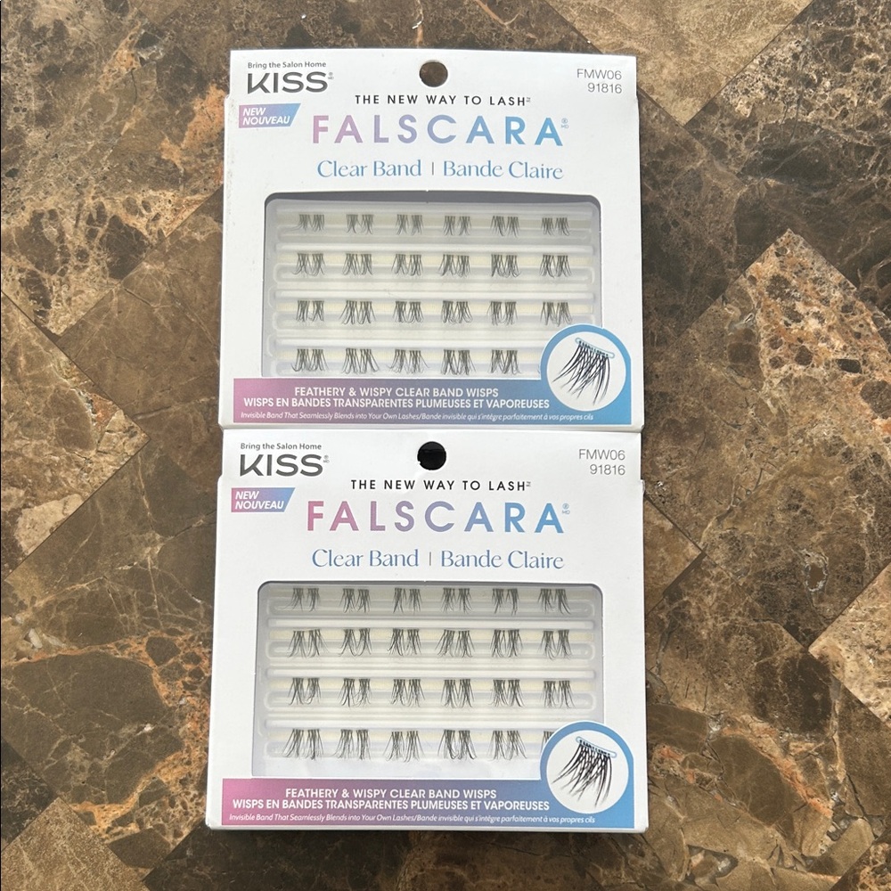 NEW 🆕 Lot of TWO Kiss Falscara Clear Band Lash Wisps - Black / false lashes